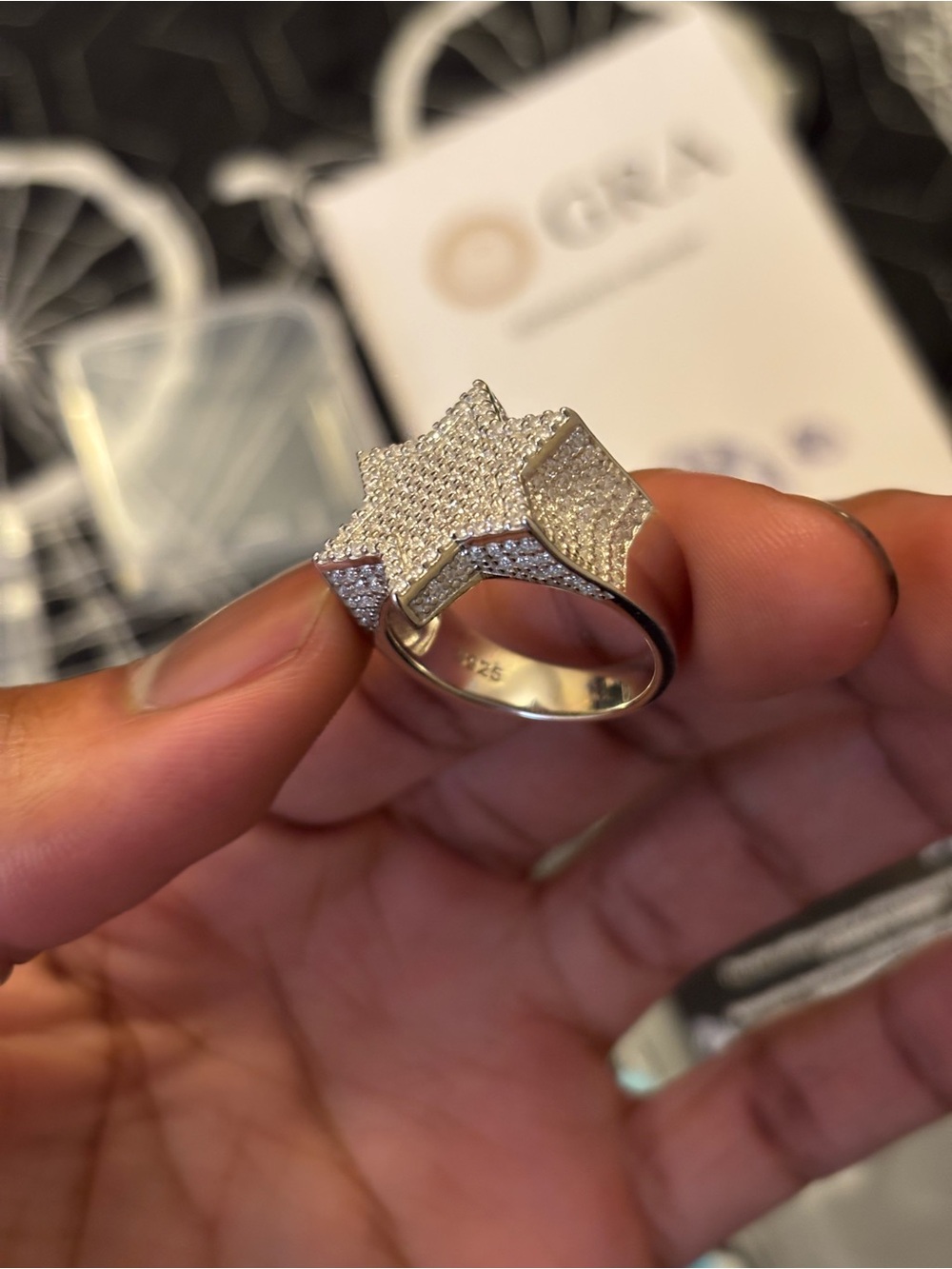 VVS Moissanite Star Ring Solid 925 Sterling Silver Size 10